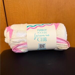 Funboy Poolside Leisure Club Pink & White Beach Towel